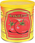 <p>
  Bakhtar 
  <br/>
  Weight: 800 gr
  <br/>
  Ingredients: concentrated tomato juice ,salt
  <br/>
  Info: brix 14
  </p>